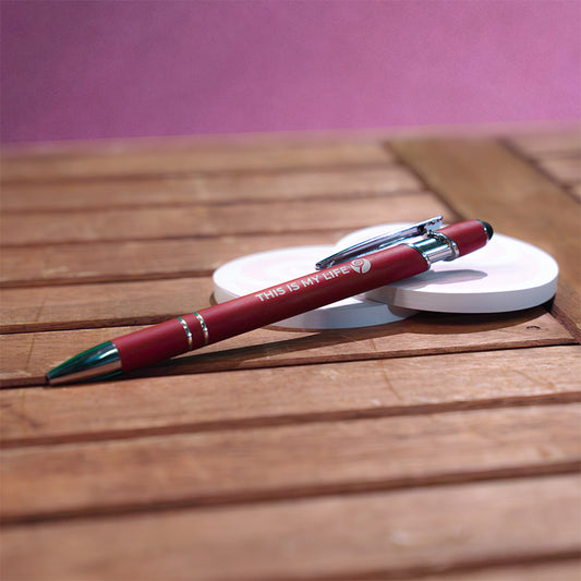 Schreibset: Haftnotiz und Kugelschreiber