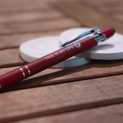 Schreibset: Haftnotiz und Kugelschreiber